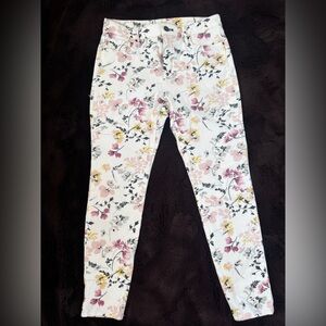 White House Black Market Floral Skinny Jeans - Pink and Yellow